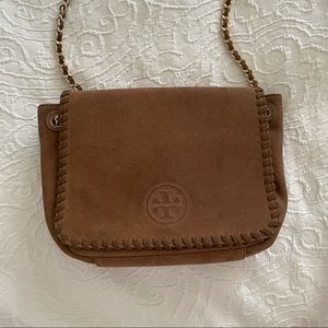 NWT Tory Burch Marion Brown Suede Shoulder Bag